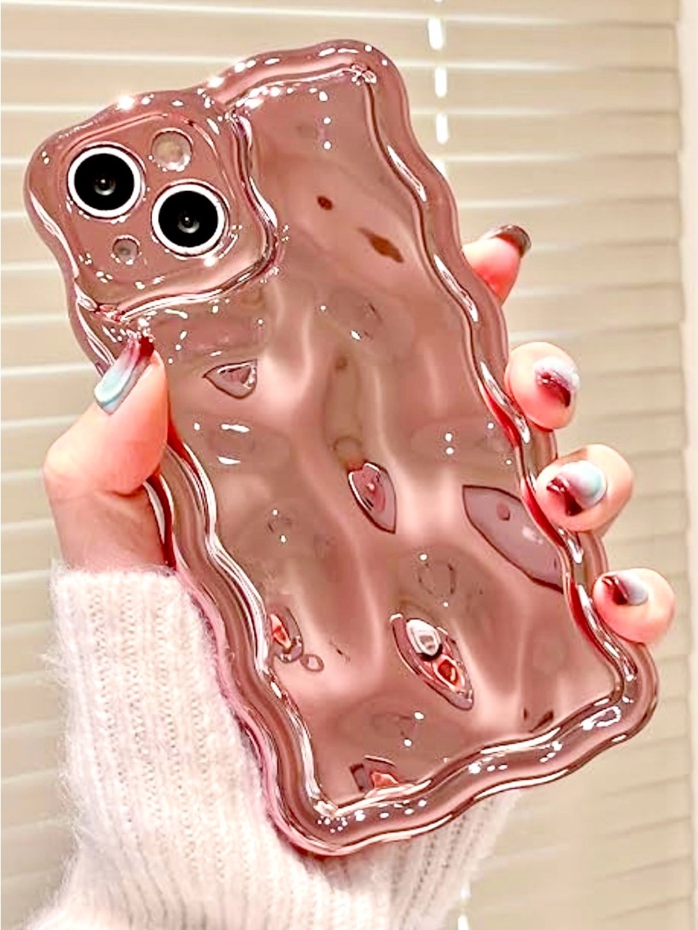 iPhone 16 Ripple 3D Water Phone Case— Rose Gold